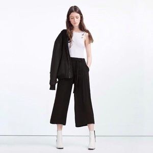 Zara Trafaluc Black Tie front Culottes Pants